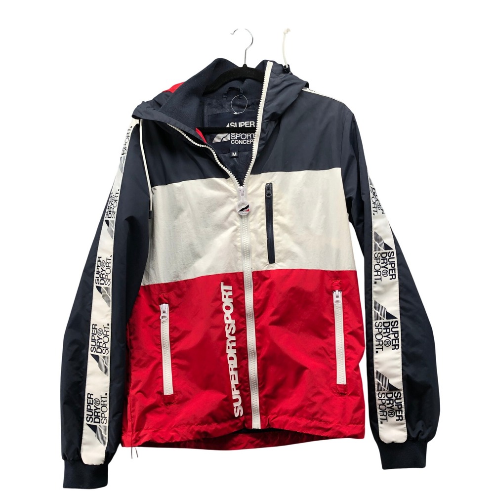 Superdry Sport Windbreaker Jacket Mens Medium Navy White Red Colorblock Y2K